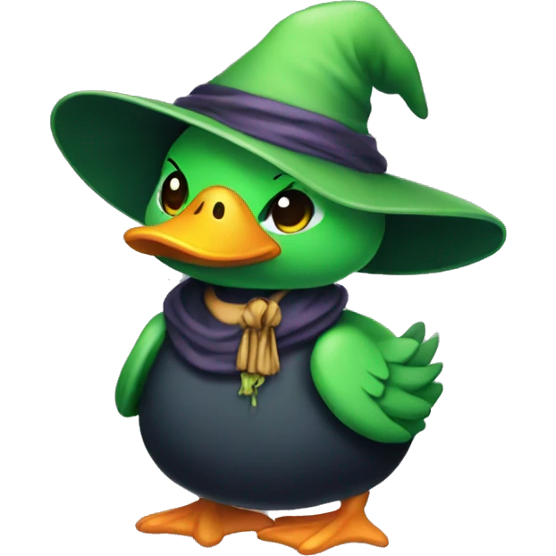 a witch green cute duck emoji
