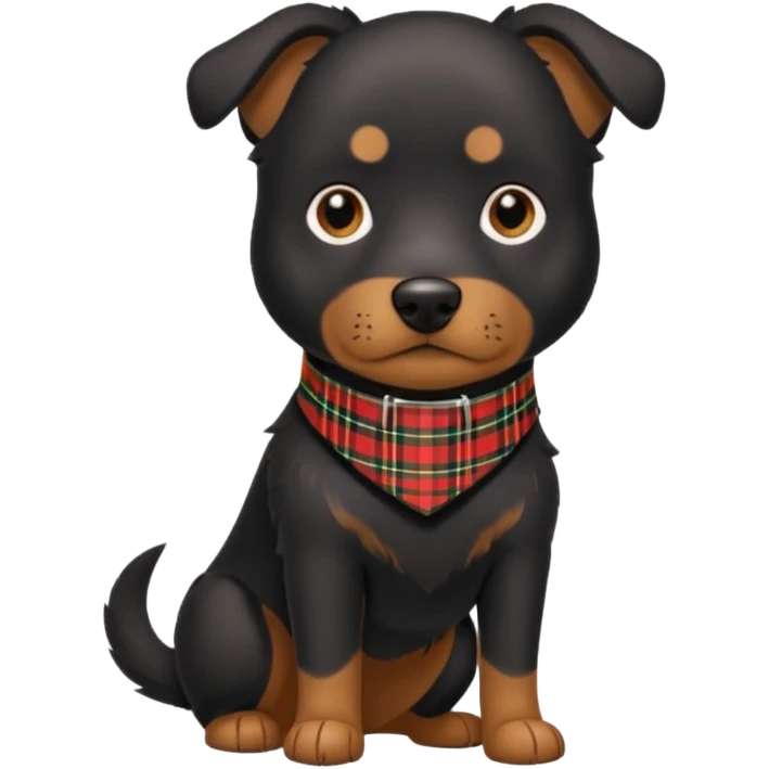Medium size black dog with tartan collar emoji