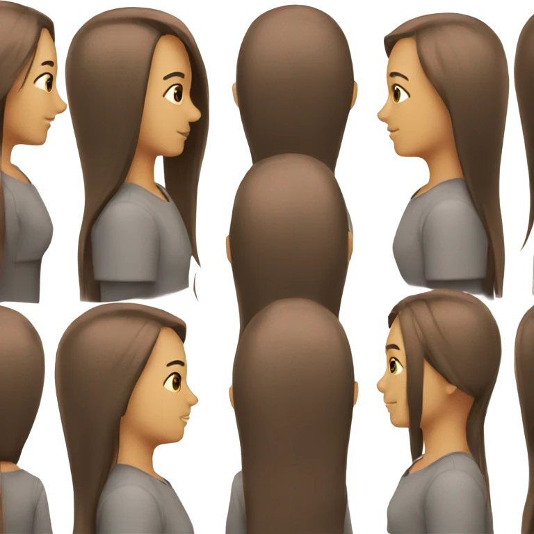 Back of hair, long straight brown  emoji