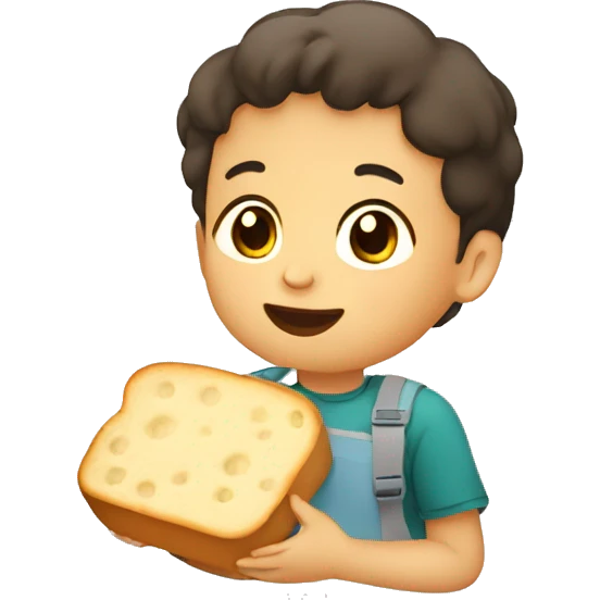 Child eating tapioca bread emoji