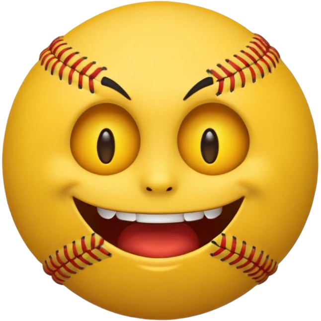 I want a emoji of a emoji with a evil smile throwing a baseball very hard emoji
