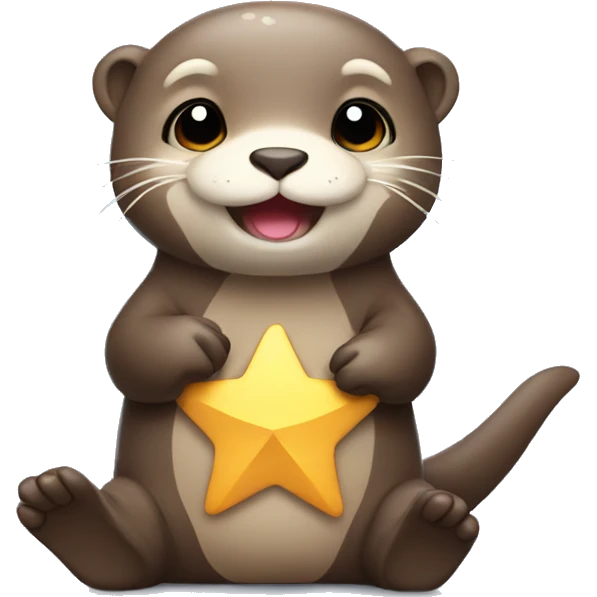 Cute otter holding stars emoji