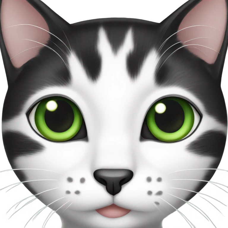 Black and white cat with green eyes and black chest spot emoji