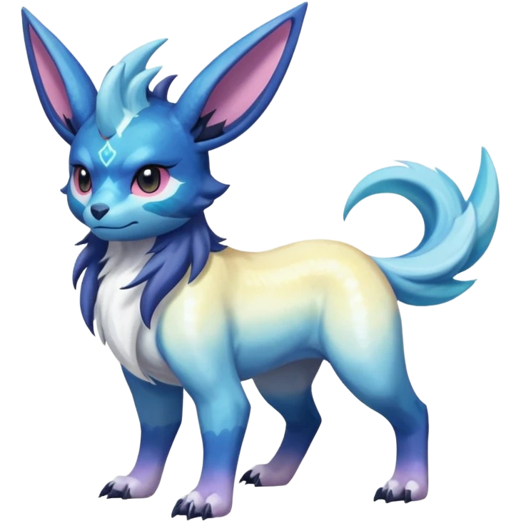 Shiny Sunny furry scaly painted Asian pastel-gradient Absol-Cobalion-Glaceon-Suicune-Amaura-fusion emoji