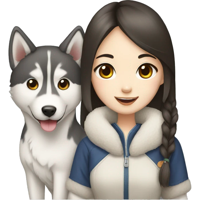 Japanese girl and husky emoji