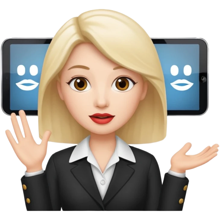 Professional who is presenting presentation transparent backdround with Lip Sync emoji