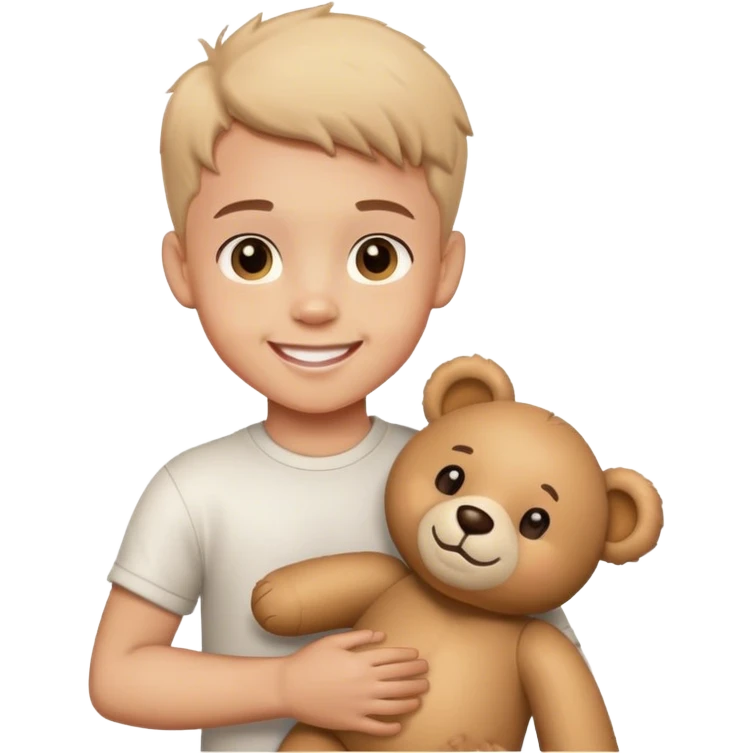 boy with teddy bear smile emoji