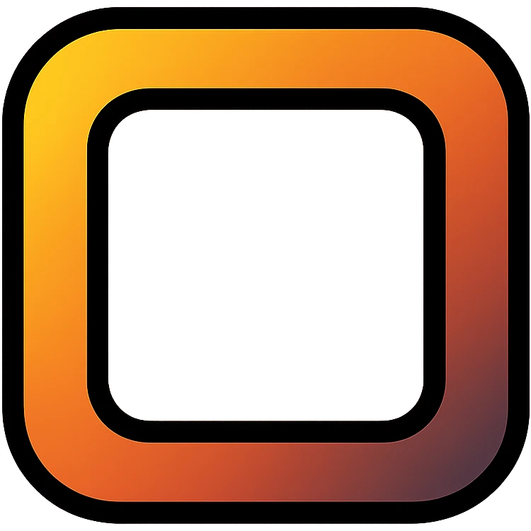 icon of a square with rounded corners, white center, seamless ombre effect outward to black, black border effect without visible line, no text emoji