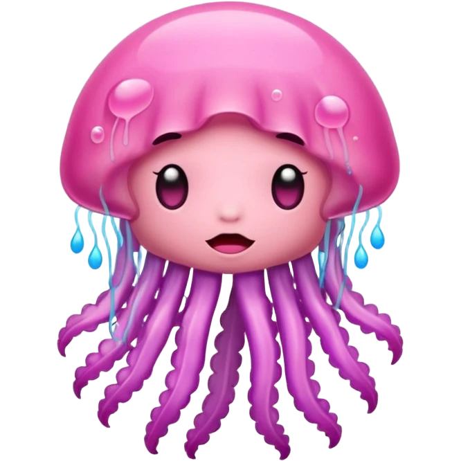 мультяшная медуза которая отправляет поцелуйчики налево и направо дизайн в соответствии со стилем эмодзи emoji