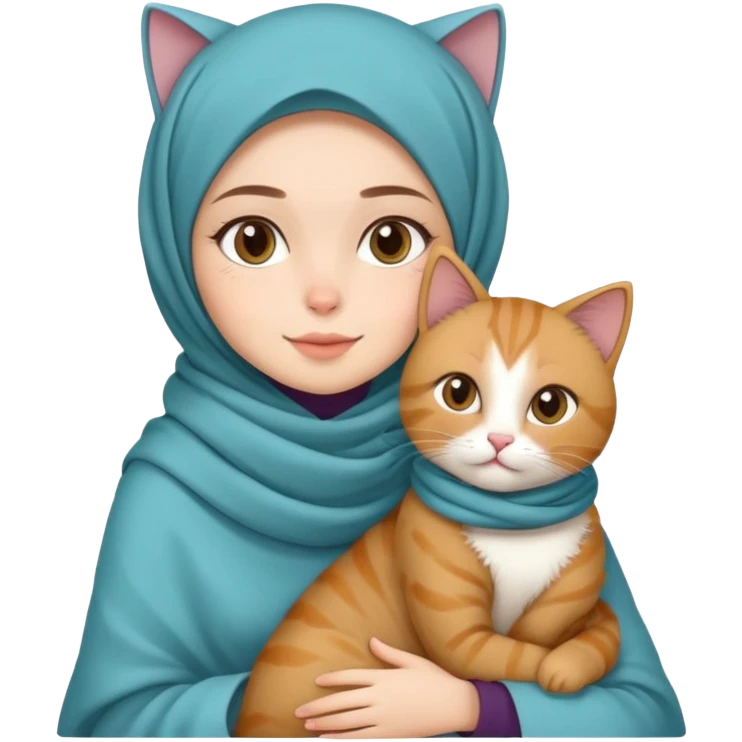 the girl with pashmina’s hijab and her cat’s emoji