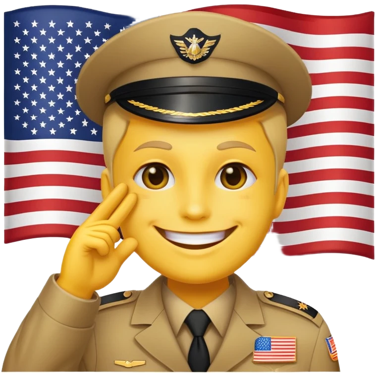 Yellow face saluting with an American flag in the background emoji