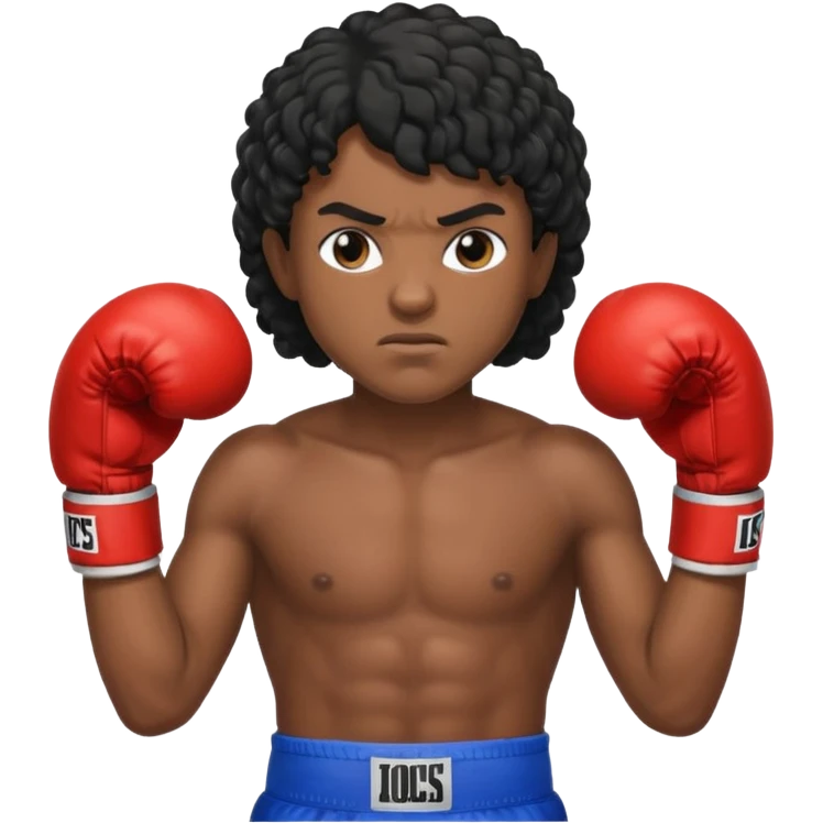 Boxer , with a curly black mullet haircut emoji