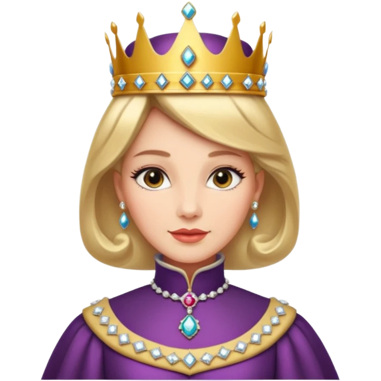 A dignified queen with high collar gown, gloved hands, and classic royal grace.
 emoji