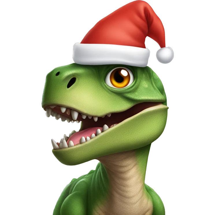 Dinosaur wearing Santa hat emoji