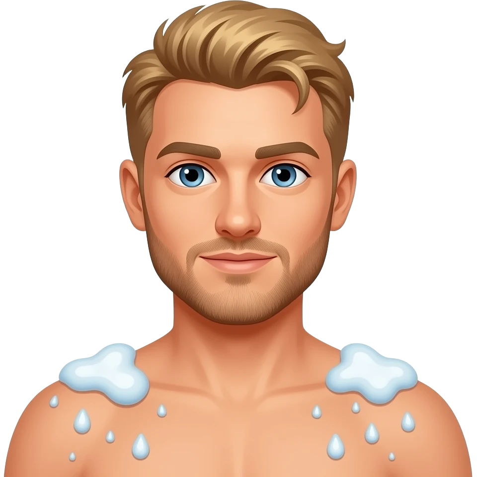 Blonde man taking a shower emoji