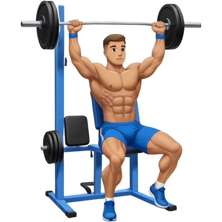 bodybuilder blue shorts leg-side-raise-cable-machine exercise emoji