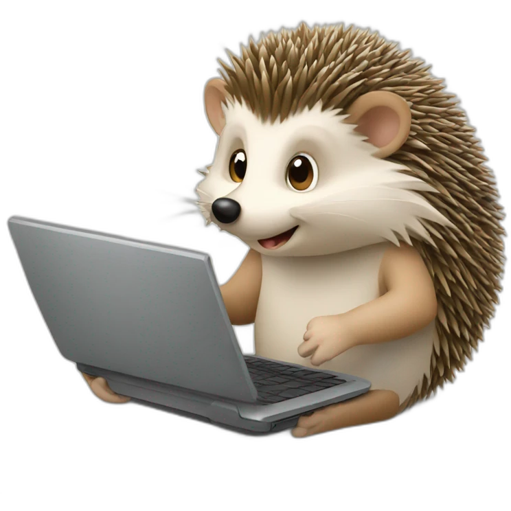 hedgehog working with laptop emoji