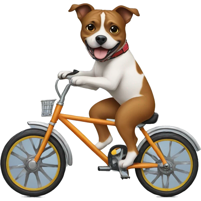 staffie dog riding a bike emoji