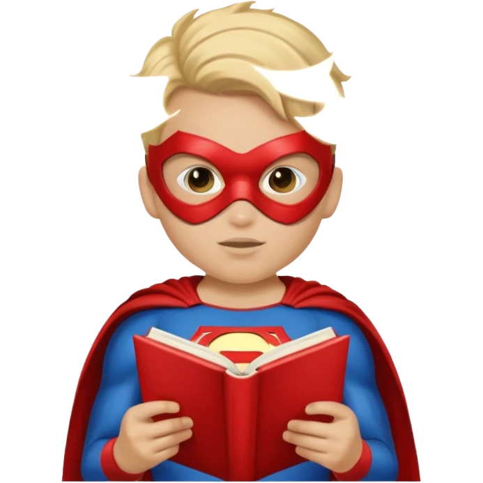 Superhero kid reading a book emoji