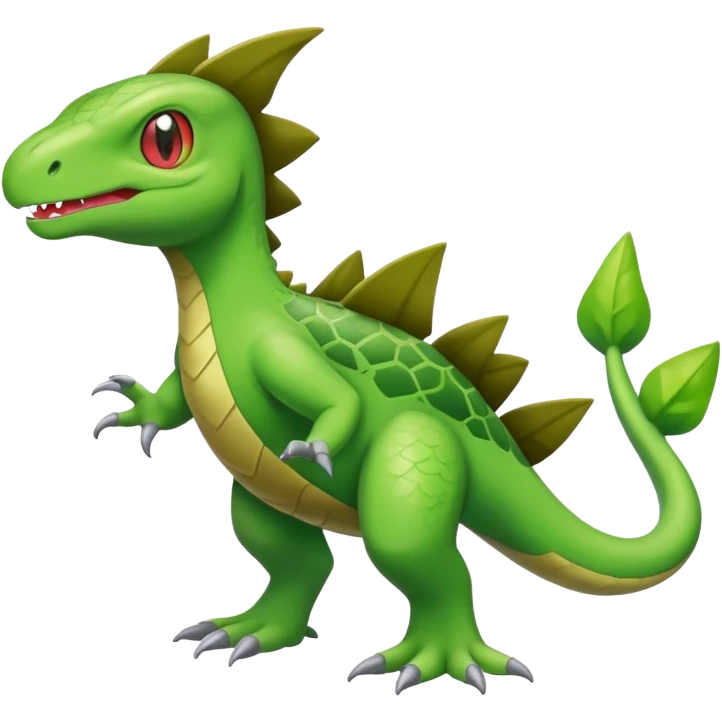 Larvitar-Axew-Grovyle-hybrid-Fakémon-creature (full body) emoji