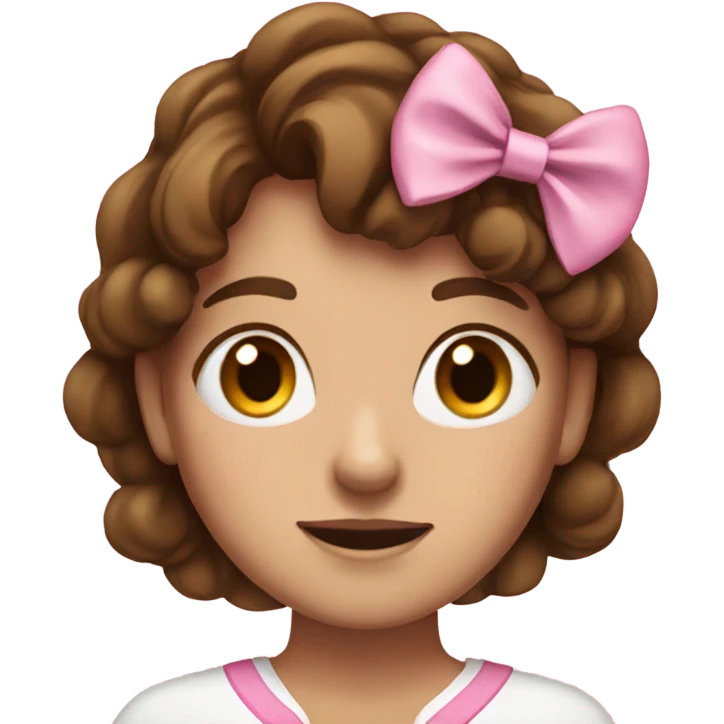 Women with brown hair and freckles wearing pink bow emoji