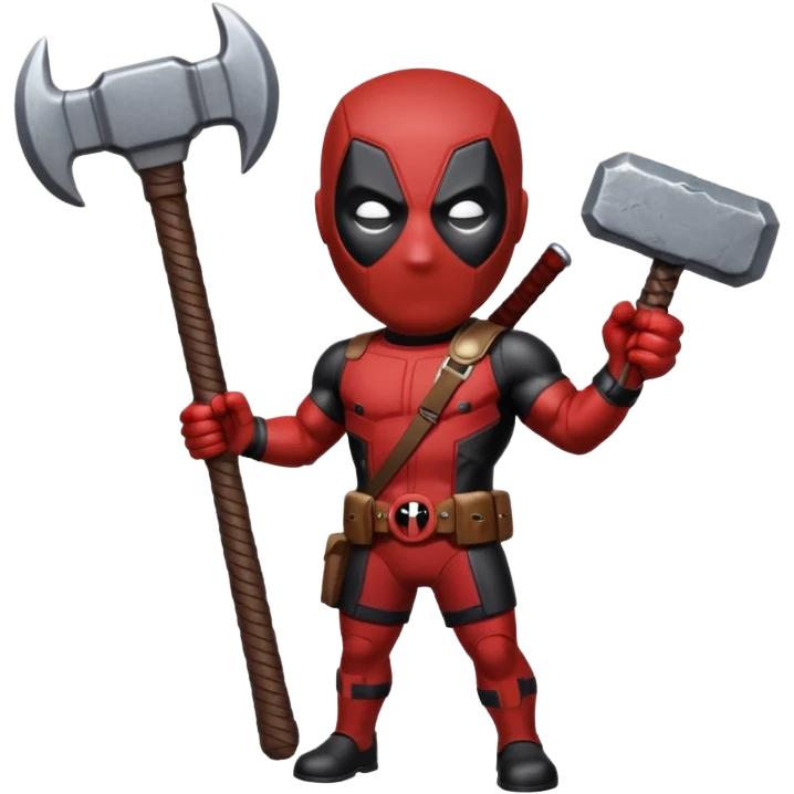 Deadpool holding thors hammer emoji