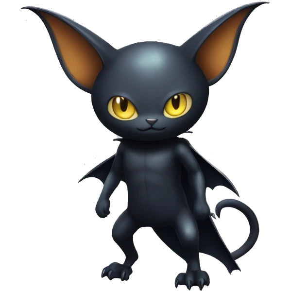 Shiny Dark-type-Poison-type-Fakémon-Bat-Cat full body emoji