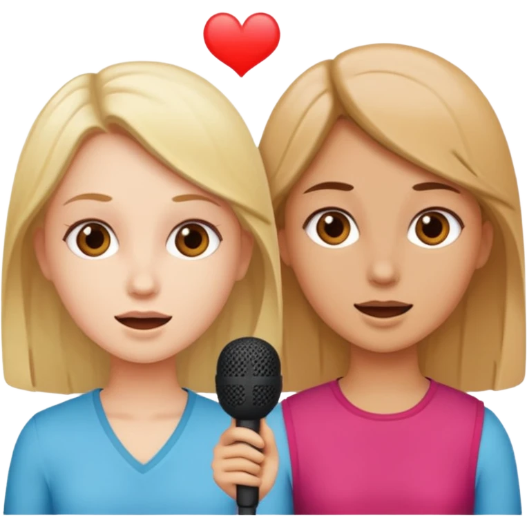 two girls practice speaking  emoji