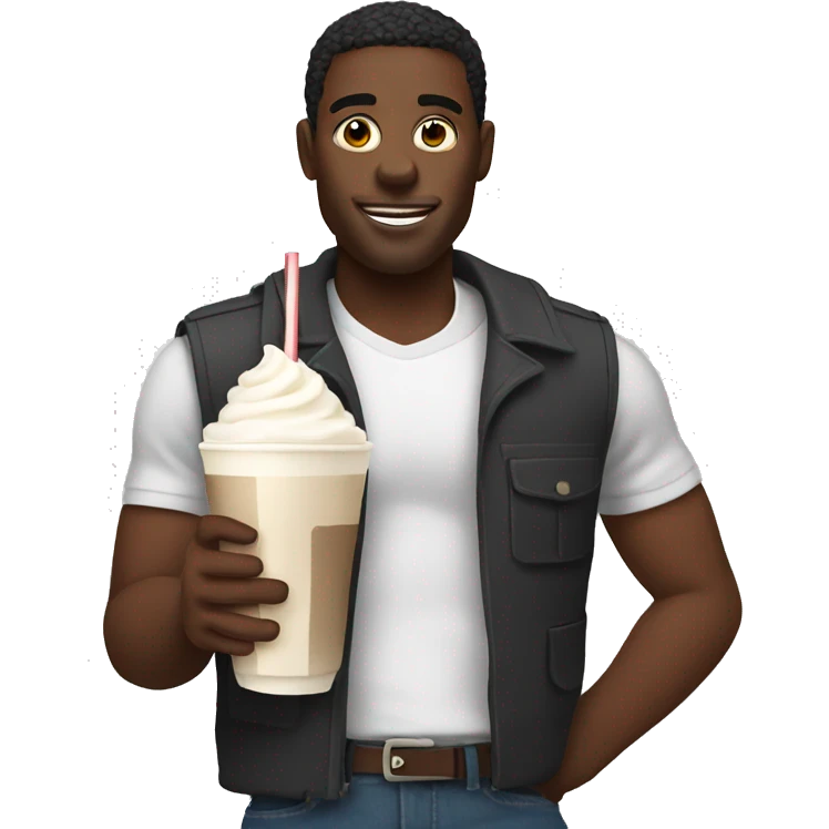 black man holding a milkshake emoji