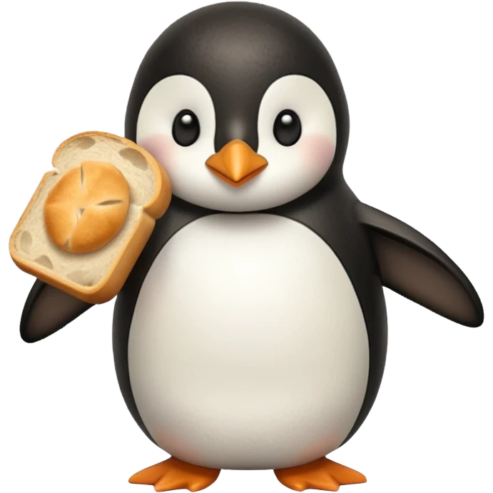 a penguin holding a loaf emoji