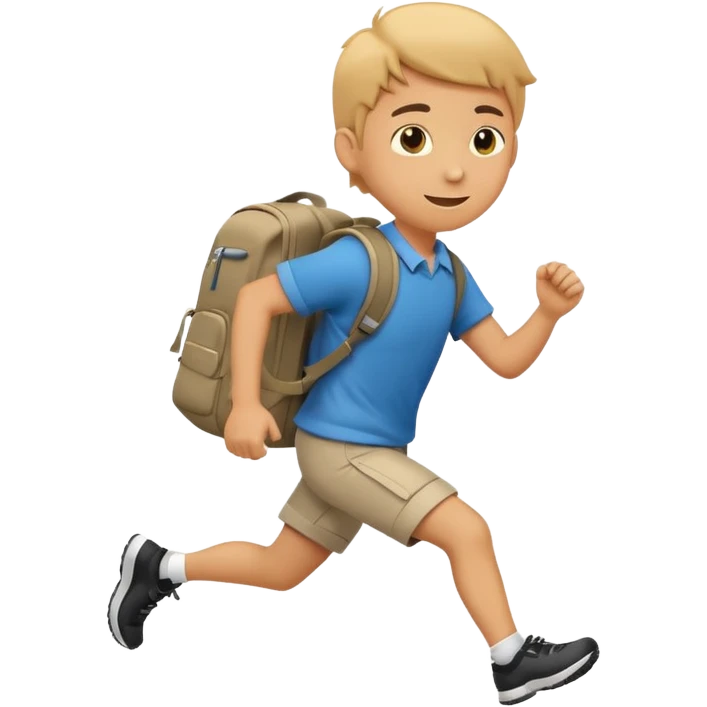 An emoji of a running schoolboy with a backpack, in a simplified, vector-like style similar to common emojis. Focus on clear silhouette and dynamic pose. emoji