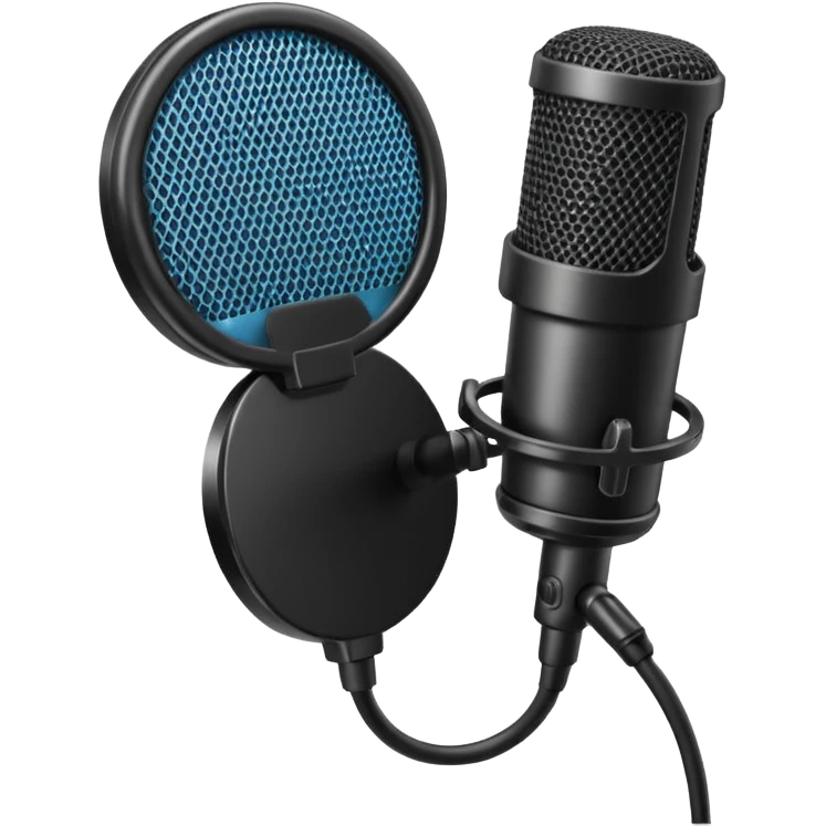 studio microphone emoji with a pop filter emoji