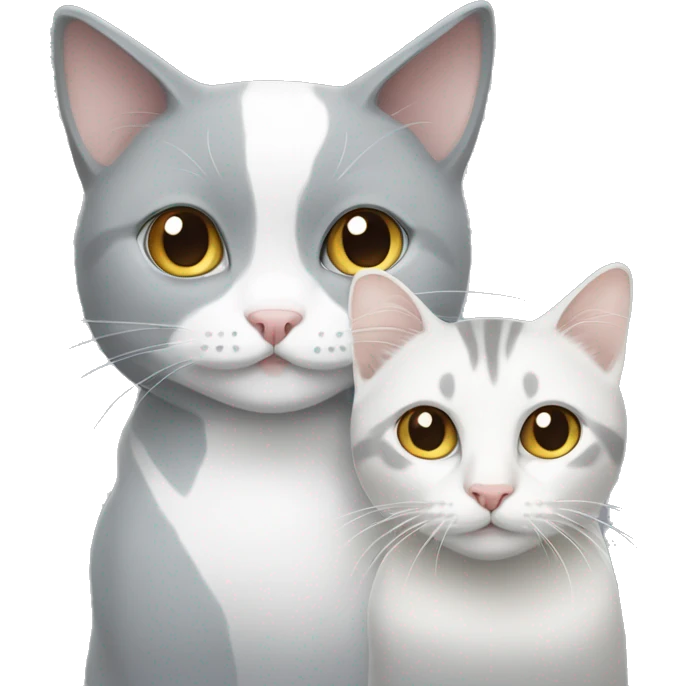 grey and white cat with a white and grey cat emoji