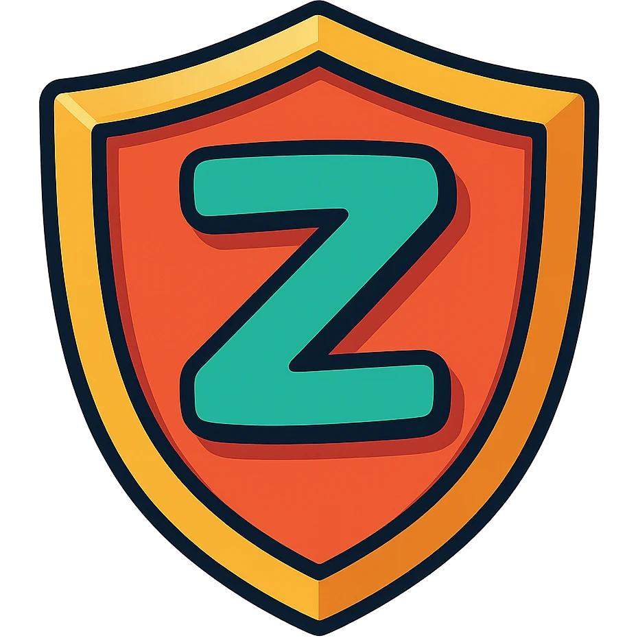 vibrant toon style shield with a playful Z, moderator symbol emoji
