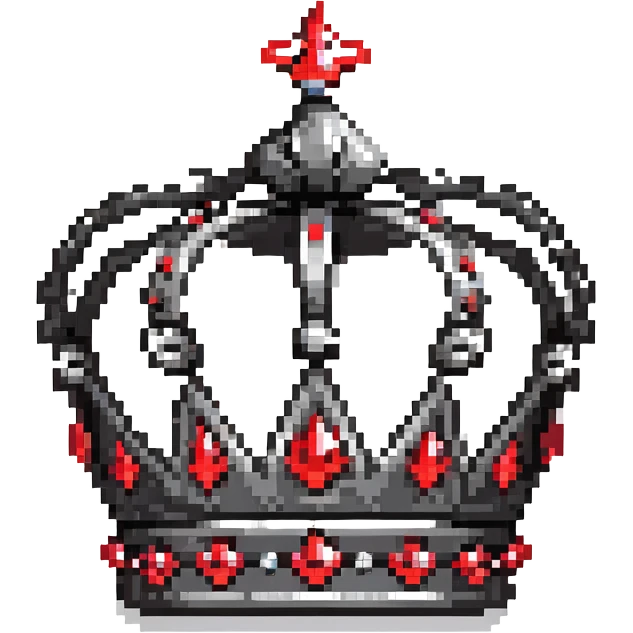 black royal crown with red gem accents emoji