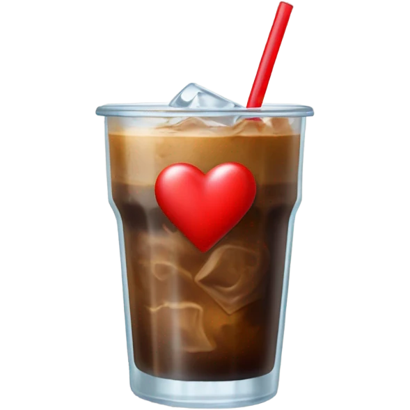 Iced coffee and red heart emoji