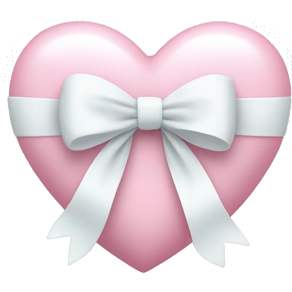 Pastel pink heart with white bow emoji
