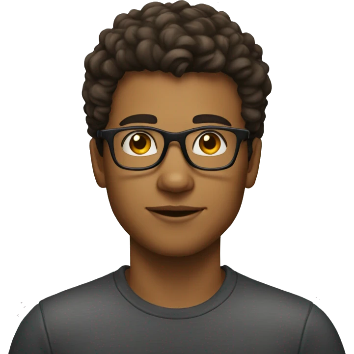 young man with currly hair wearing glasses emoji