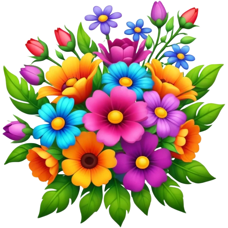 bright and cheerful fantasy bouquet of flowers emoji
