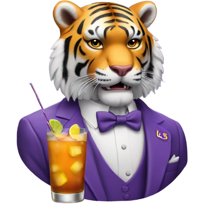 LSU Mike the Tiger with whiskey cocktail  emoji