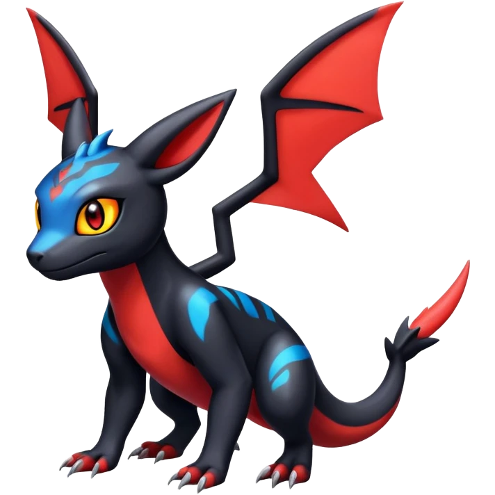 Cute Shiny Guilmon-Salandit-Umbreon-Fakémon-hybrid-creature (full body)  emoji