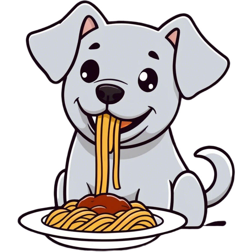 Dog eating pasta emoji