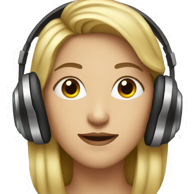 white woman music producer with headphones emoji