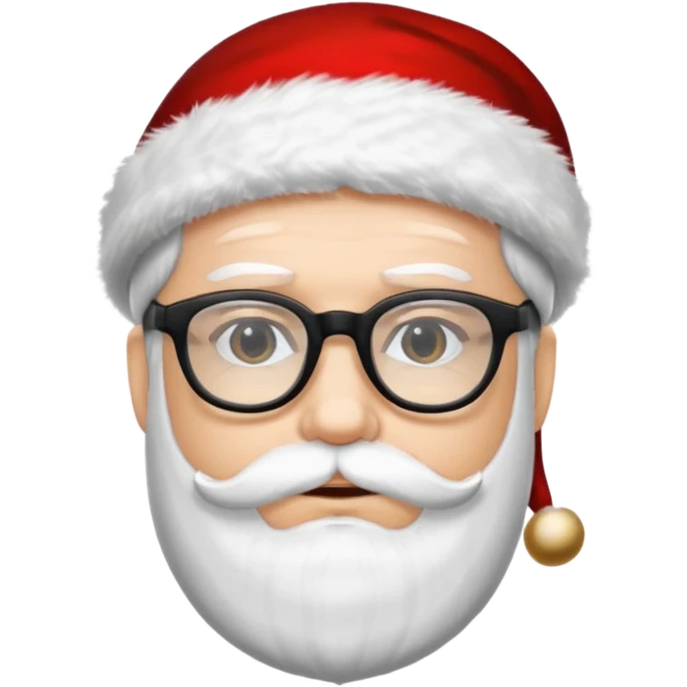 Sexy hipster Santa man with black hair white with black glasses  emoji