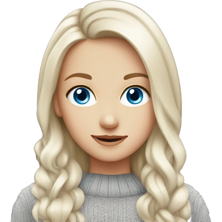 Pretty blue eyed white girl with grey sweater emoji