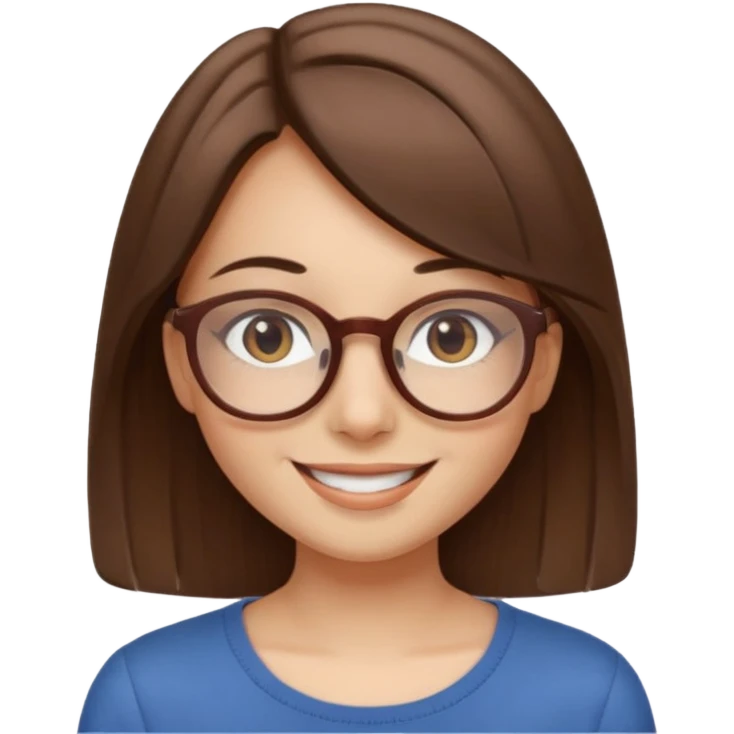 A girl with straight brown hairs and beige roundish glasses emoji