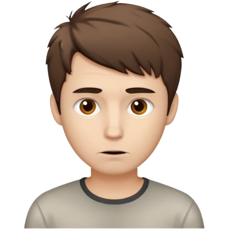 Create an emoji of a man with white skin and short brown but slightly messy hair emoji
