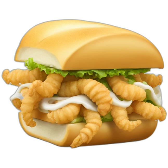 Calamari Sandwich Emoji A sandwich filled with fried calamari, a classic of Spanish street food emoji