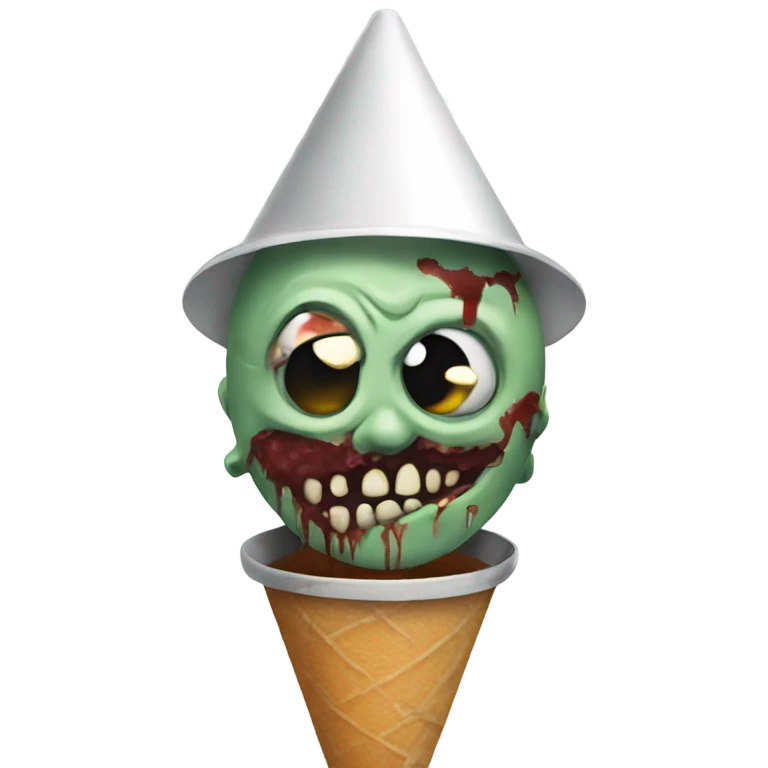 zombie wearing cone emoji