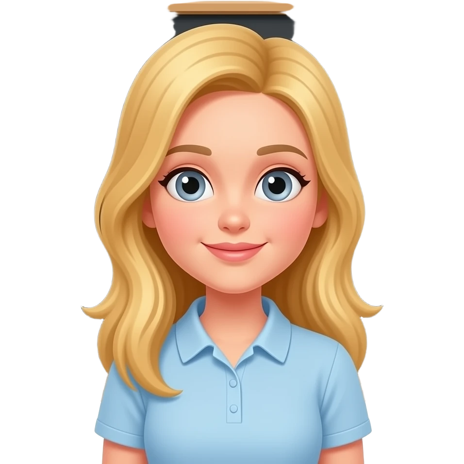 girl with blond long hair and grey eyes teaching at the school emoji